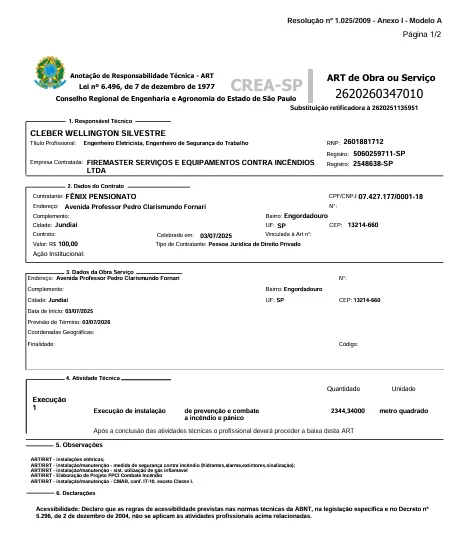 ART para regularização empresa